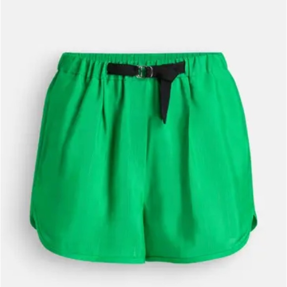 Sandro Bright Green Elastic Waist Shorts with Drawstring